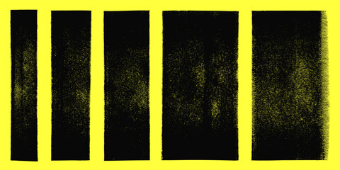Poster - Grungy linocut, relief printing textures collection. Stripes, rough textured rectangles of various width. Paint roller stains, lino ink grunge text box templates. Artistic textured backgrounds set