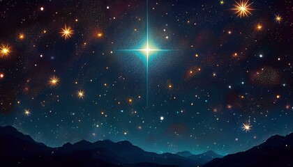 gorgeous dark night sky with a single very bright star