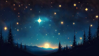 gorgeous dark night sky with a single very bright star