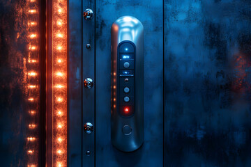 Poster - A futuristic control panel with glowing buttons on a metallic surface.