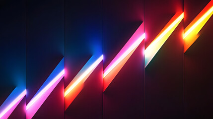 Wall Mural - 3d render. abstract geometric neon background. trendy wallpaper of glowing zigzag shape. black wall 