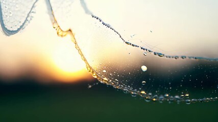 Aufkleber - Capture of water droplets on a glass surface reflecting the evening sun in a serene outdoor setting