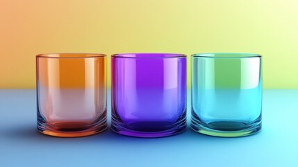 Poster - Three colorful glass tumblers arranged against a gradient background.