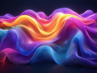 Fototapete - Dynamic light waves stretching infinitely abstract art digital design vibrant color palette close-up energy flow