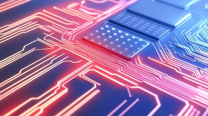 Poster - Illuminated Circuit Board  High-Tech Microchip Technology