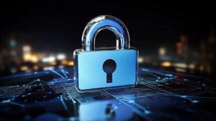 Poster - Internet safety lock icon modern digital environment security graphic technology concept sleek viewpoint for online protection