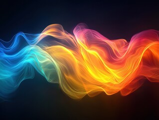 Poster - Dynamic light waves expanding infinitely in a digital space abstract visual art vibrant colorful environment