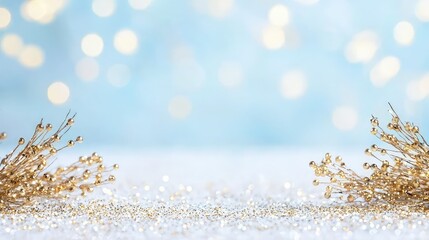 Wall Mural - Festive gold glitter and bokeh background.