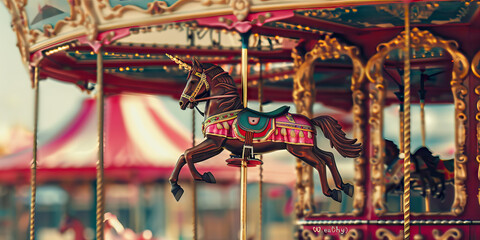 Carousel Horse with Unicorn Horn