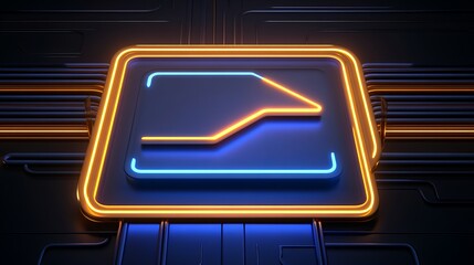 Poster - Neon Glow Abstract Tech Symbol Design