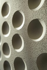 Poster - Textured surface with numerous round holes.