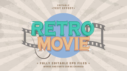 Poster - editable retro movie text effect.typhography logo