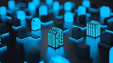 Poster - Digital blockchain technology. Visual representation of blockchain.