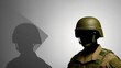 © PabloStock - Military helmet silhouette emphasizing protection and defense, showcasing strength and readiness.