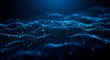© Digital - Abstract blue digital wave particles.  Glowing, dark background. Perfect for tech, science, or futuristic designs.