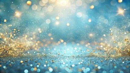 Poster - Abstract Sparkling Background with Golden Shimmer and a Teal Gradient