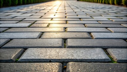Leinwandbilder - A cobblestone pathway with a warm glow of sunlight shining through the gaps between the stones