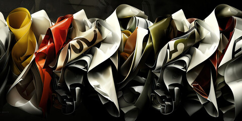 Poster - Abstract Composition of Crumpled Numbered Papers