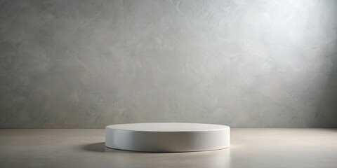 Poster - A minimalist display featuring a white platform against a textured concrete wall background