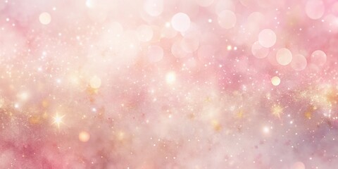 Poster - Abstract Background with Sparkling Glitter, Shimmering Lights, and Delicate Bokeh Effects in Soft Pink and Gold Tones