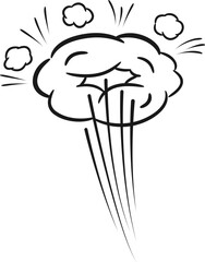 Poster - Hand drawn comic explosion cloud expanding with speed lines and smoke puffs. Creating a dynamic visual effect suitable for cartoons. Graphic novels. Or any project needing a touch of explosive action
