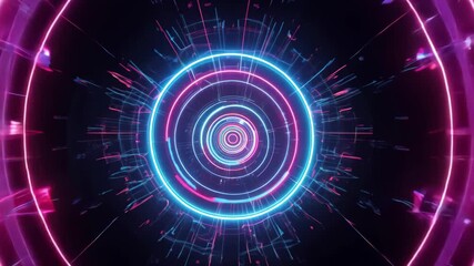 Leinwandbilder - Enter the vibrant neon tunnel of light and movement for an immersive experience in a digital universe
