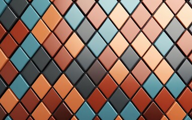 Poster - Colorful geometric tiles arranged in a stylish pattern for modern design applications.