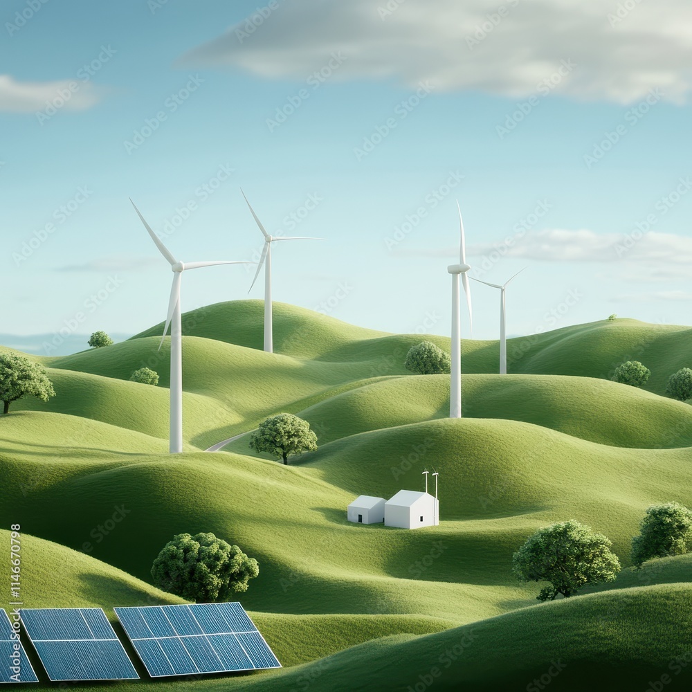 Carbon neutral sustainability and reduction. Renewable energy landscape ...