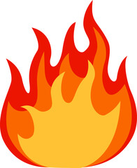 Poster - Cartoonish fire burning with high red and orange flames creating a warm and intense atmosphere, ideal for representing concepts related to heat, energy, and passion