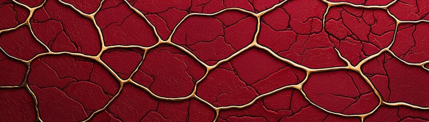 Poster - Elegant red texture with golden lines, perfect for backgrounds and design elements.