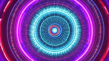 Poster - dynamic visual display of vibrant circles in a futuristic, colorful setting
