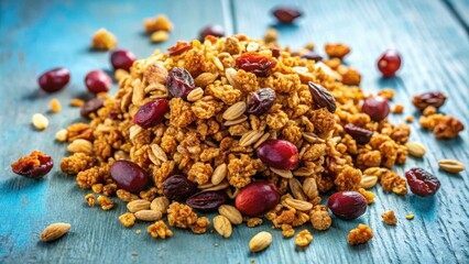 Poster - A Heap of Crunchy Granola with Sweet Dried Cranberries and Toasted Nuts, Ready for a Delicious and Healthy Breakfast