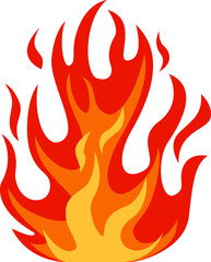 Poster - Rising high, vibrant red and orange cartoon flames create an energetic depiction of fire against a white background, capturing the intensity and warmth of burning elements