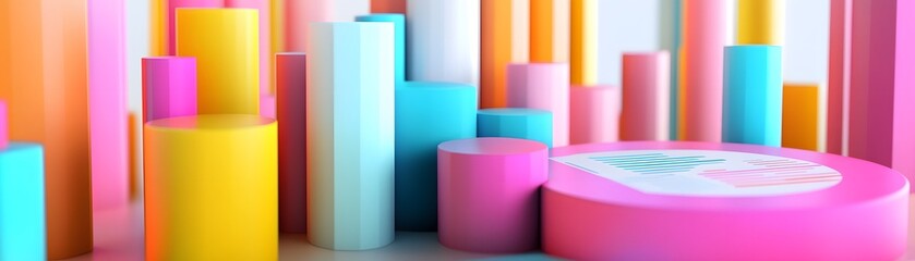 Poster - A vibrant abstract composition featuring colorful geometric shapes in pastel hues. This modern design creates a playful aesthetic suitable for various creative projects.