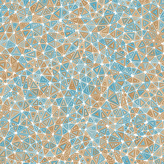 Poster - Background with triangles pattern. Small shape size. Multiple repeated inner triangles. Multicolored style. Repeatable pattern. Classy vector tiles. Seamless vector illustration.