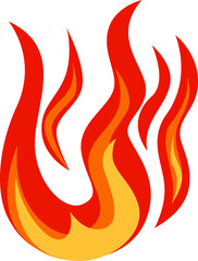 Poster - Simple stylized flames rising, with red and orange colors, creating a visually appealing representation of fire and heat on a white background