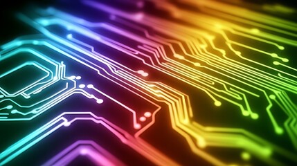 Poster - Vibrant Rainbow Circuit Board Technology Abstract