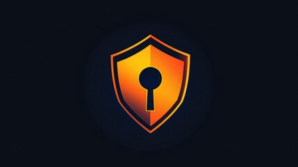 Poster - Modern tech-inspired logo with a shield and keyhole, representing security 