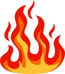 Poster - Bright red and orange stylized flames rise high, creating a fiery spectacle against a white background, perfect for representing heat, energy, or danger