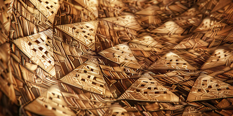 Poster - Abstract Brown and Gold Geometric Pattern