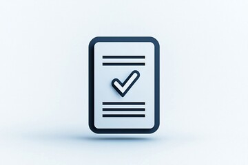 Poster - Checklist and decision making. A digital document icon featuring a checkmark, symbolizing approval or verification.