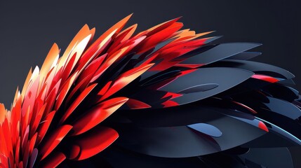 Poster - Abstract design featuring vibrant red and black shapes resembling petals or waves.
