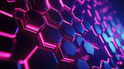 Aufkleber - A dynamic composition of abstract hexagon shapes filled with vibrant gradient tones, creating a modern and futuristic visual suitable for tech designs.