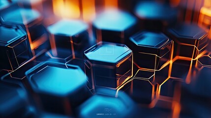 Aufkleber - A dynamic composition of abstract hexagon shapes filled with vibrant gradient tones, creating a modern and futuristic visual suitable for tech designs.