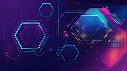 Aufkleber - A dynamic composition of abstract hexagon shapes filled with vibrant gradient tones, creating a modern and futuristic visual suitable for tech designs.
