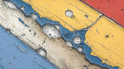 Poster - Abstract close-up of colorful surface with bubbles and textures.