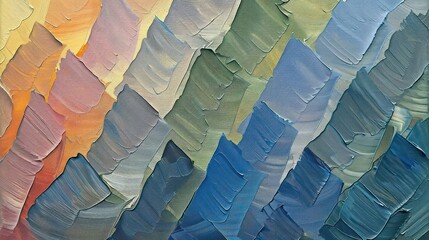 Poster - A textured abstract painting featuring a gradient of colors in layered brush strokes.