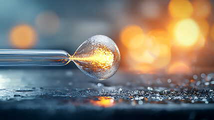 Poster - Igniting innovation a close-up of a flame in a laboratory setting scientific experiment high-tech environment dynamic perspective