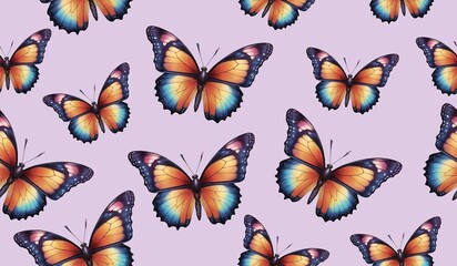 Wall Mural - Colorful butterfly seamless pattern background