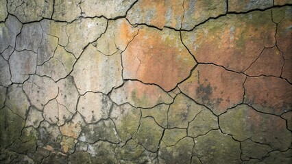Poster - A weathered and cracked surface, revealing a multi-colored history beneath the layers of time and exposure.